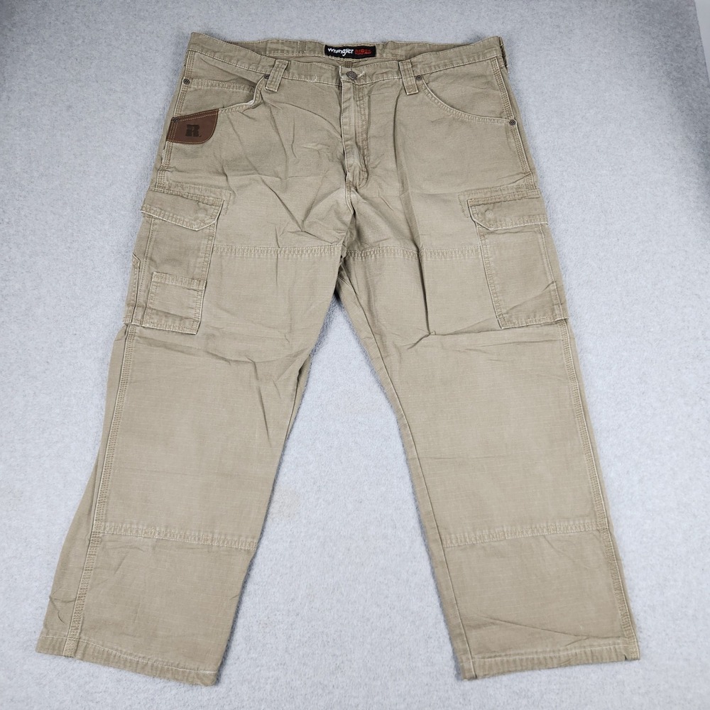 Wrangler Riggs Workwear Cargo Pants Men 40x30 Tan Cotton Ripstop Utility Stretch